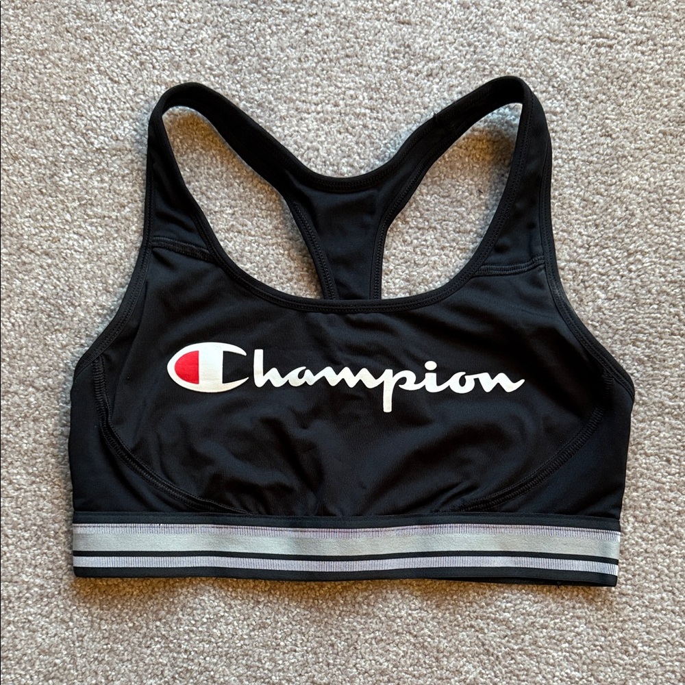 Champion Women's Black Logo Sports Bra